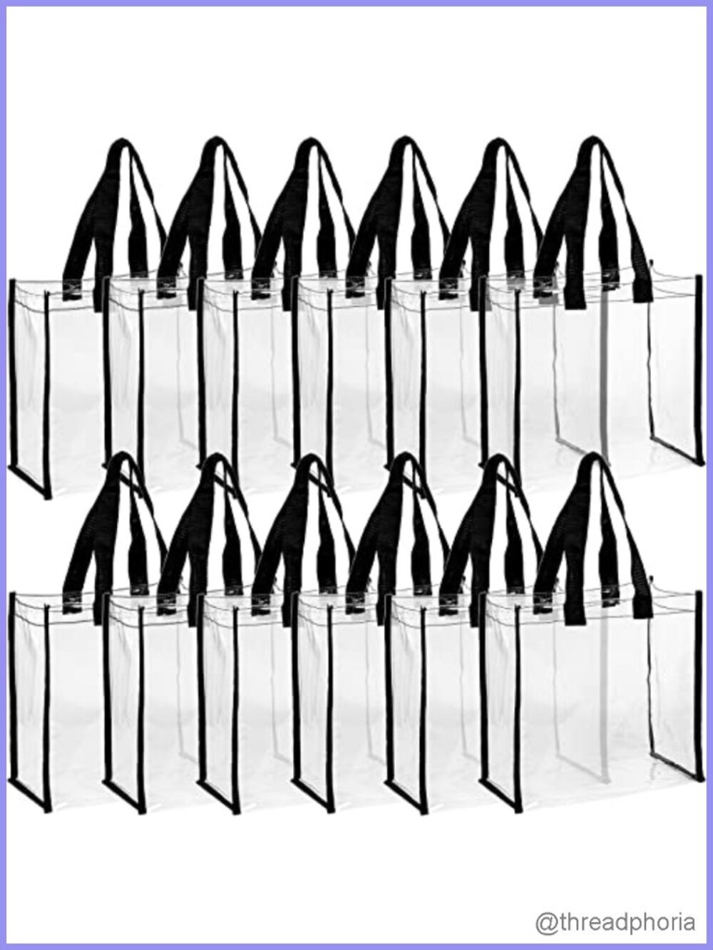 Clear PVC Tote Bags Stadium Approved 12 Pack Transparent Shoulder Handbags